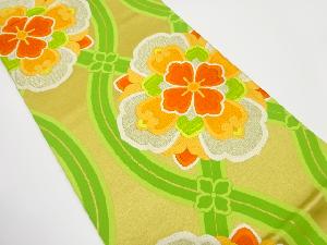 アンティーク　変わり立涌に華紋織り出し袋帯（着用可）